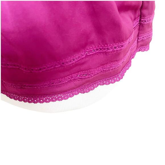 Bebe Y2K Peplum Top Satin Long Sleeve Size XS Fuschia Pink Slit Shoulder Lace - Picture 7 of 11